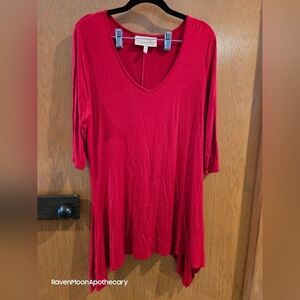 Anthony Originals Tunic Style women's Red Large Shirt